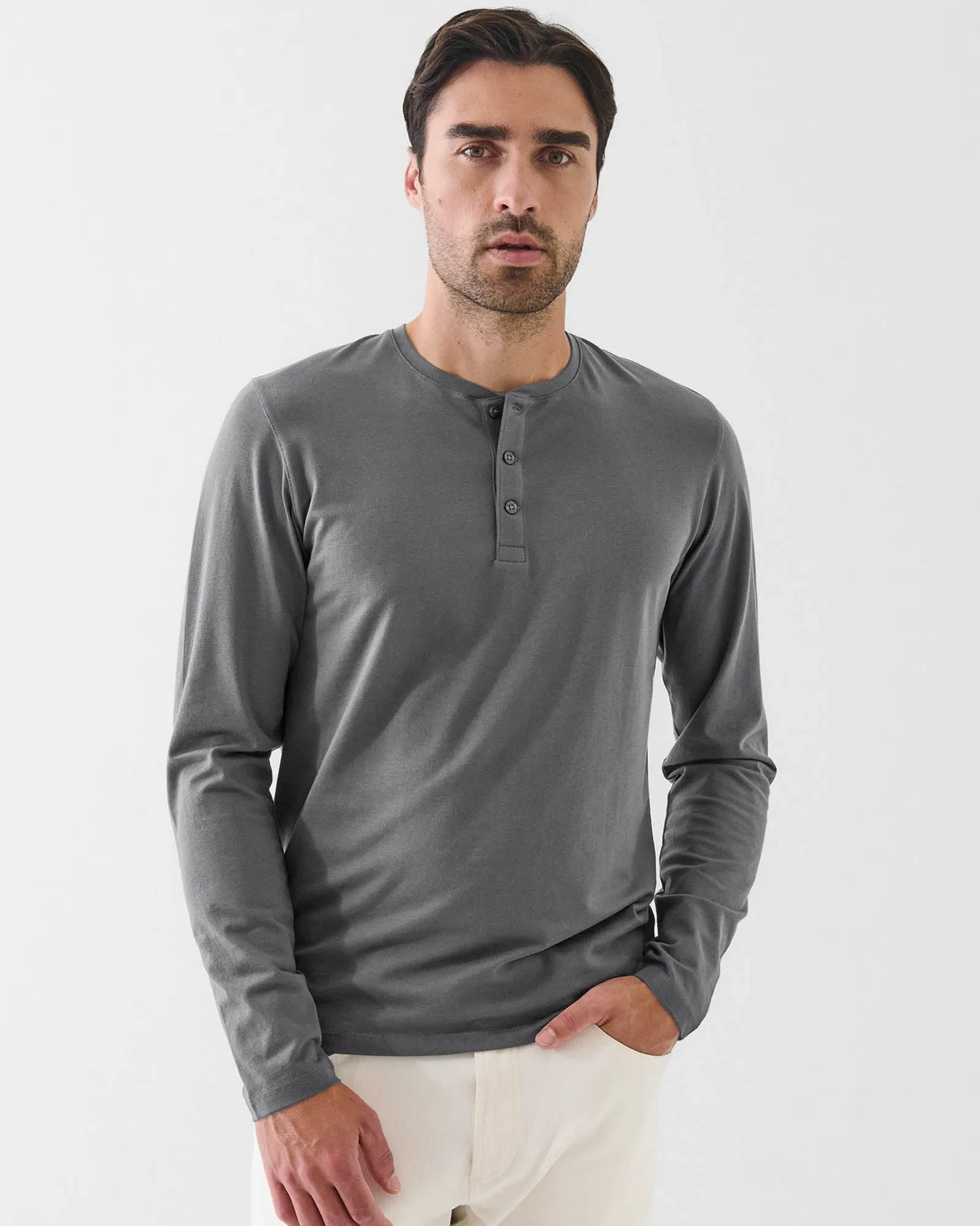 Long Sleeve Stretch Henley Shirt sold by TNT Fashion