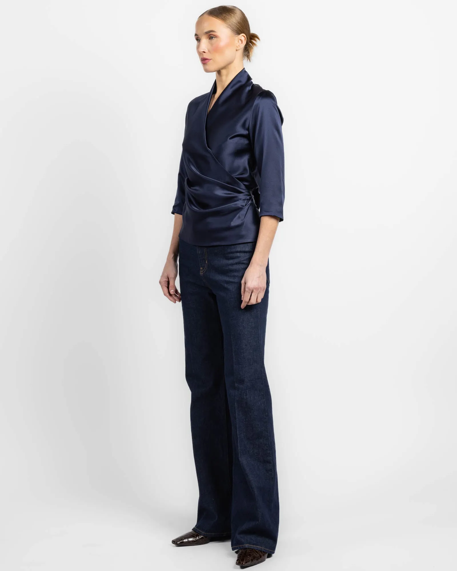 Three-Quarter Sleeve Wrap Top sold by TNT Fashion product image thumbnail 4