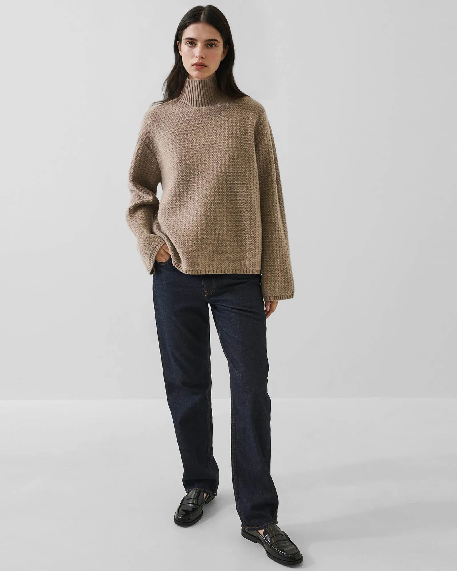 Waffle Mock Neck Sweater sold by TNT Fashion product image thumbnail 2