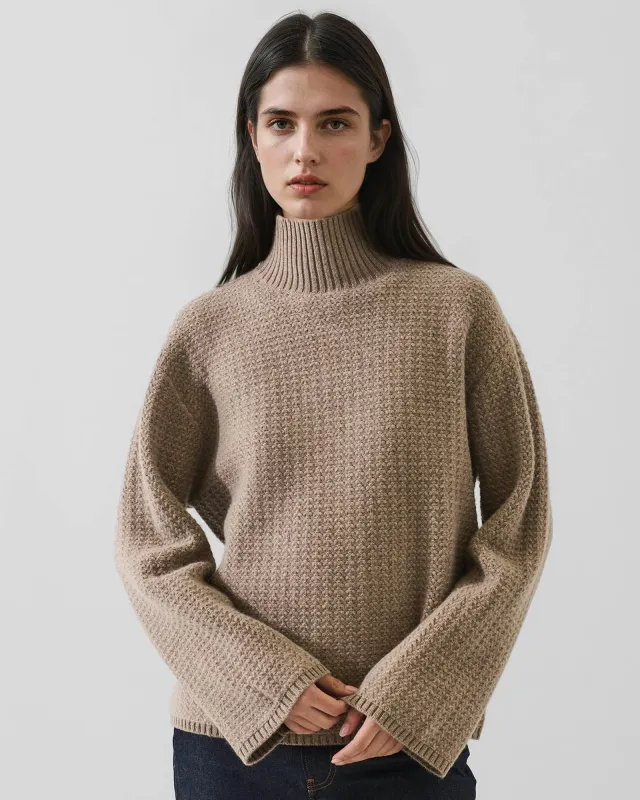 Waffle Mock Neck Sweater sold by TNT Fashion