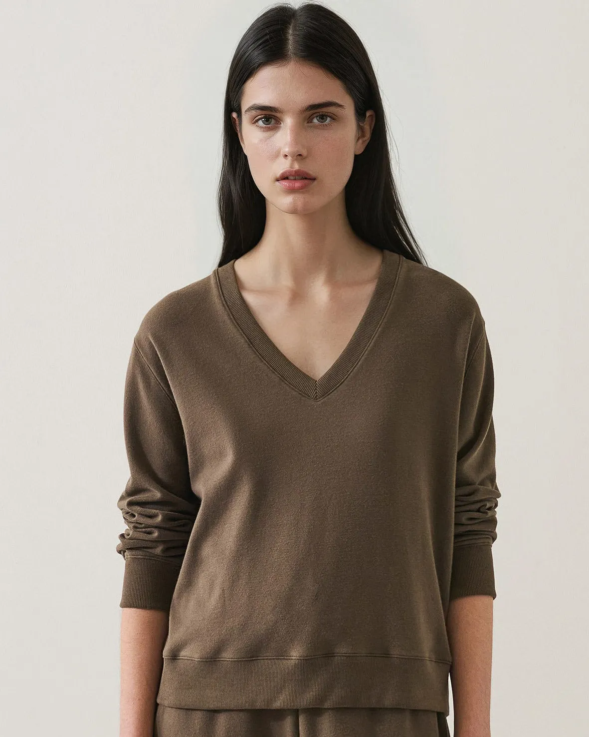 Long Relaxed V-Neck Sweatshirt sold by TNT Fashion