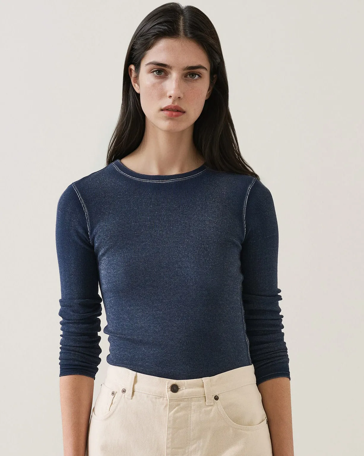 Long Sleeve Vintage Ribbed Crewneck sold by TNT Fashion