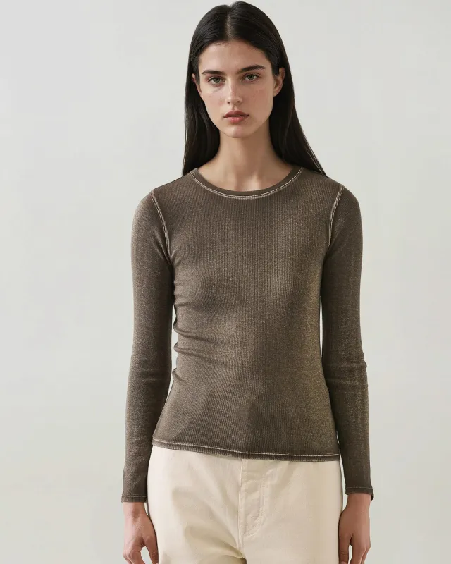 Long Sleeve Vintage Ribbed Crewneck sold by TNT Fashion