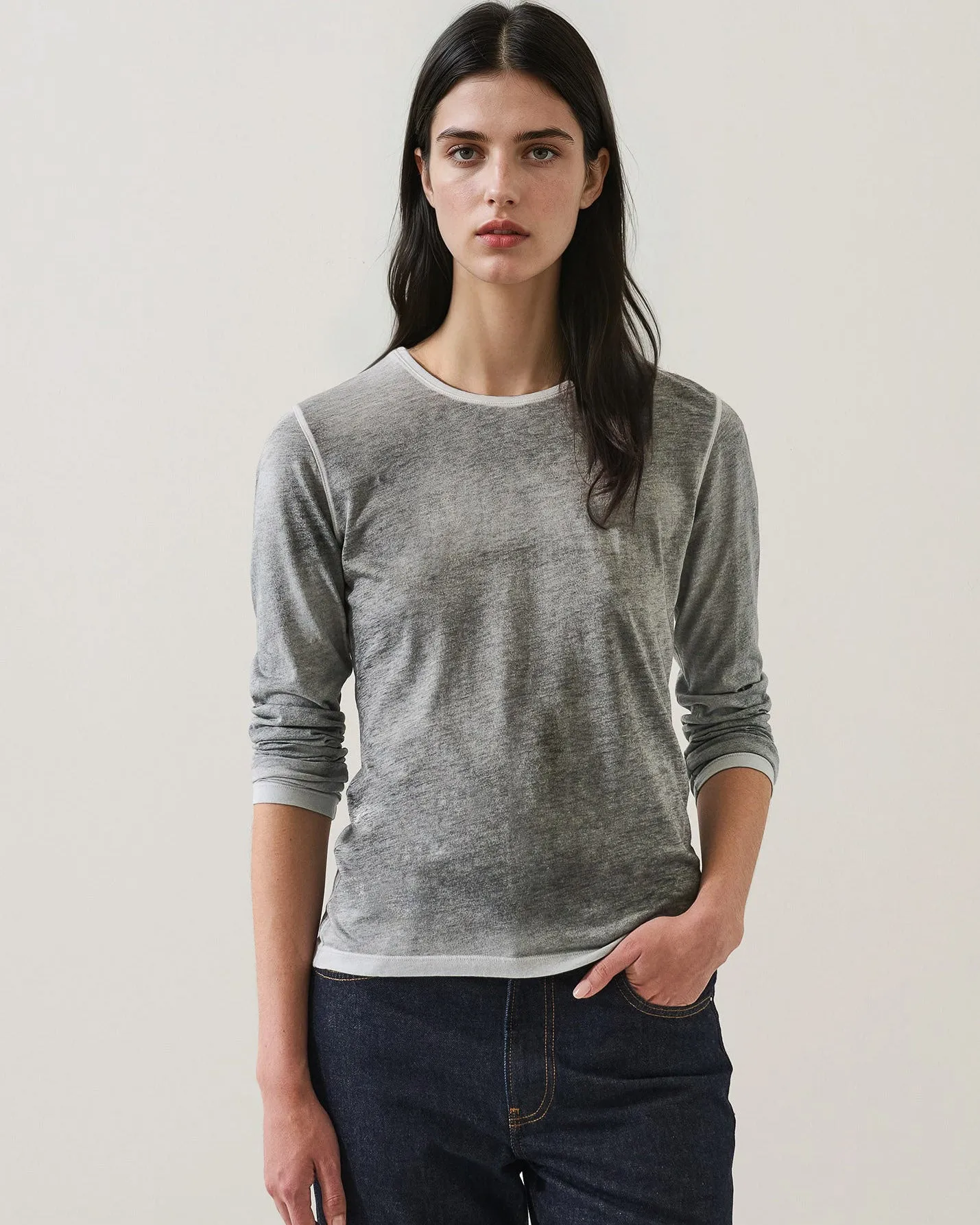 Long Sleeve Reversible Spray Crew Neck sold by TNT Fashion