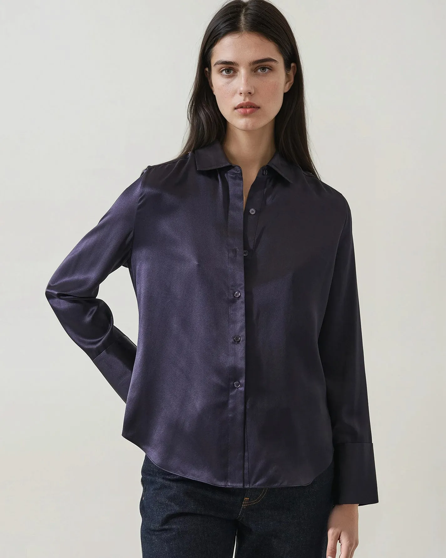 Long Silk Satin Shirt sold by TNT Fashion product image thumbnail 3