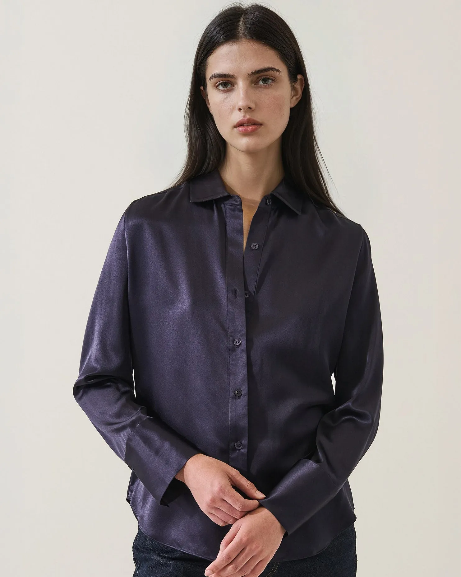 Long Silk Satin Shirt sold by TNT Fashion