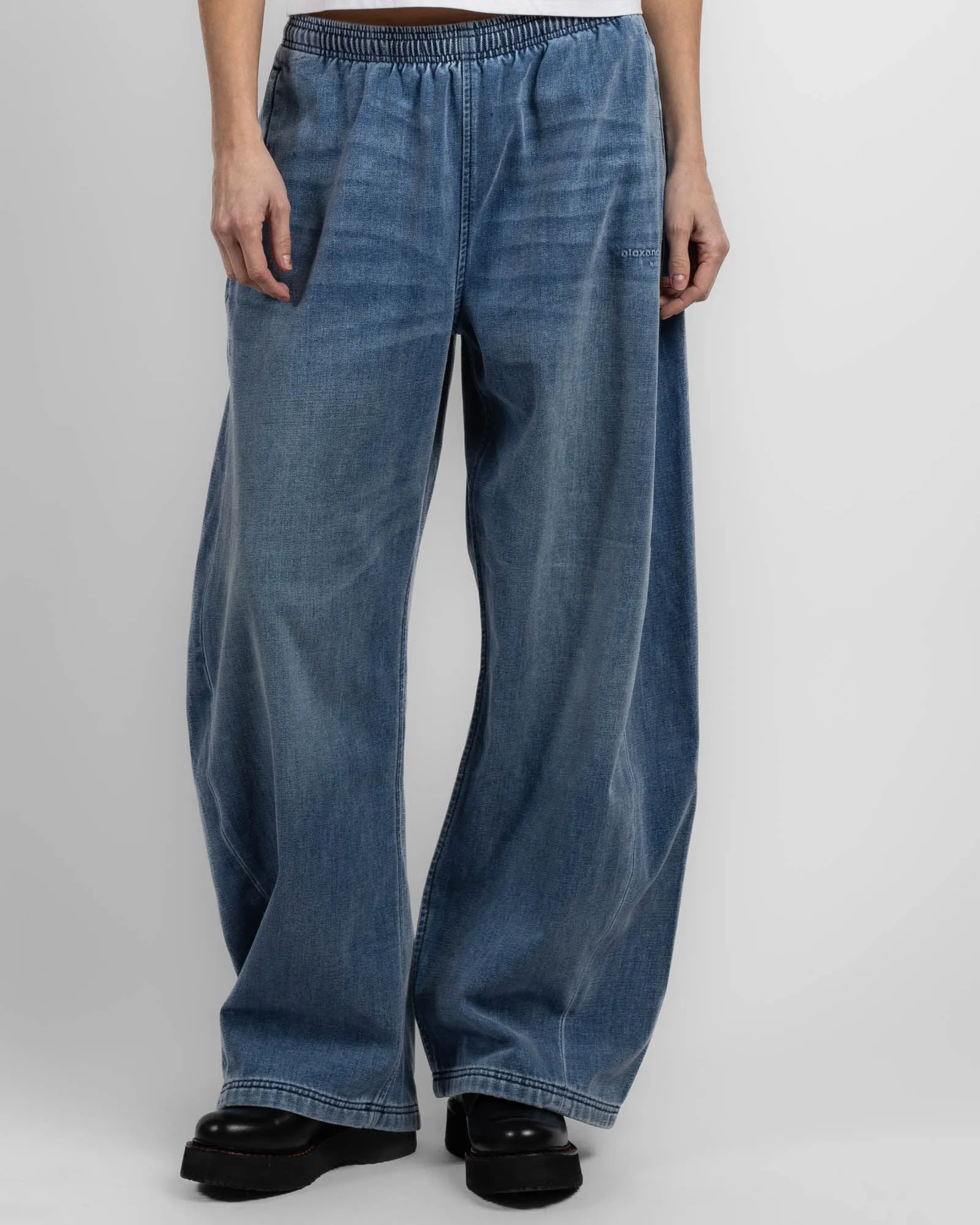 Elastic Waist Denim Sweatpants sold by TNT Fashion
