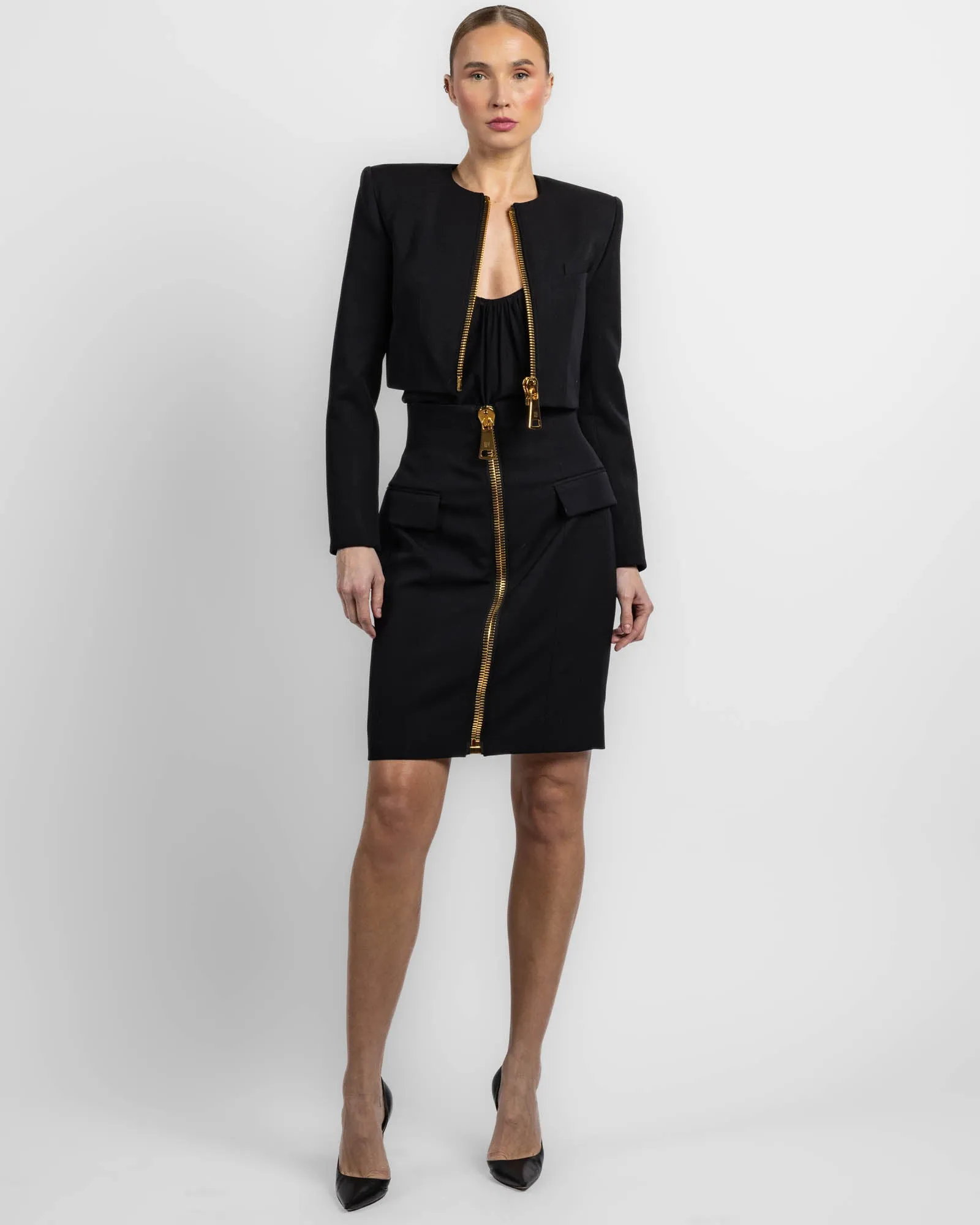 High Waist Zipped Knee Length Skirt sold by TNT Fashion product image thumbnail 2