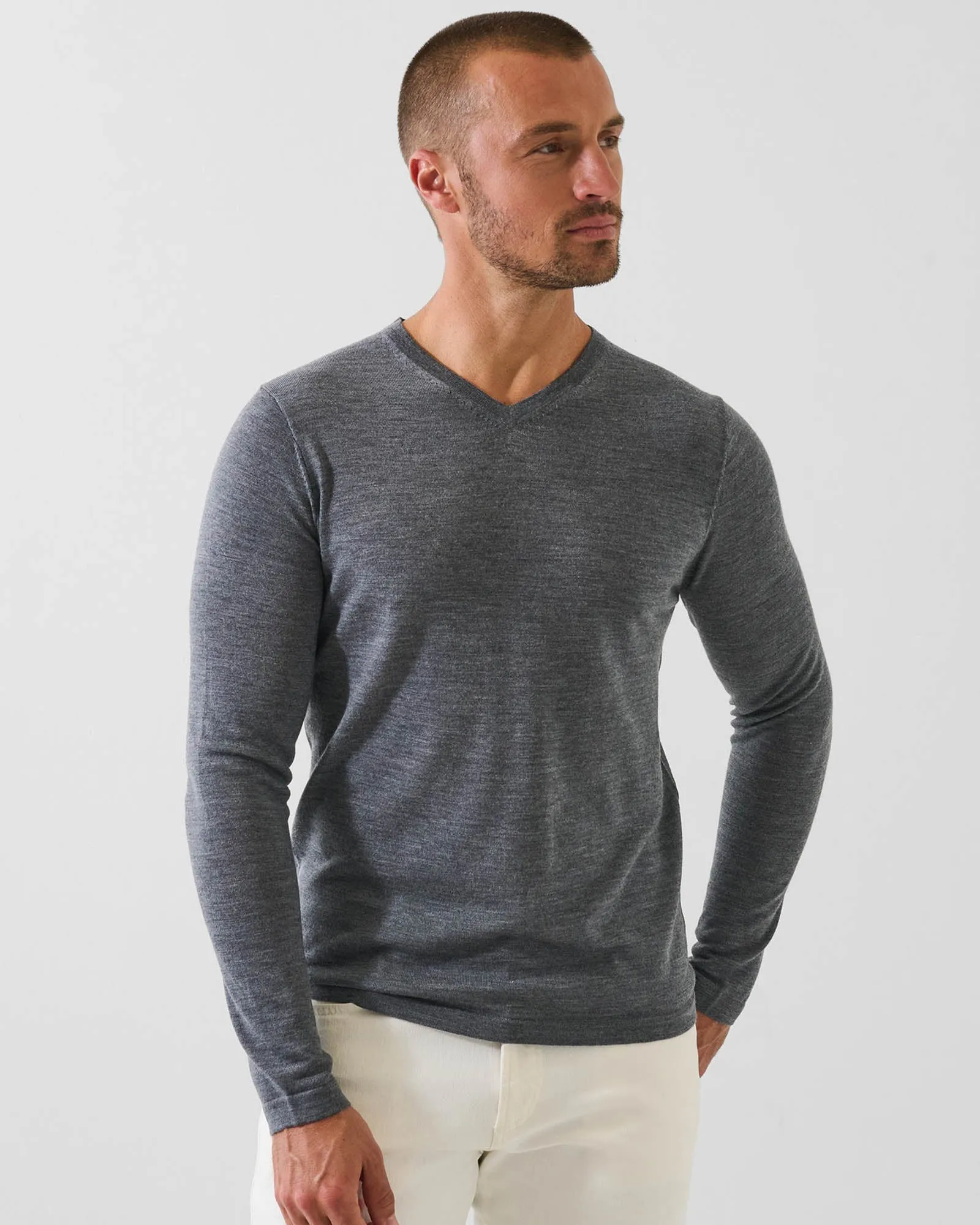 14 Gauge Merino V-Neck sold by TNT Fashion product image thumbnail 2