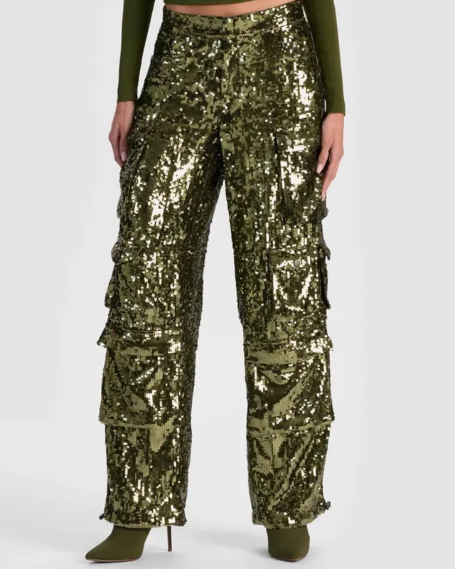 Olympia Sequin Cargo Pants sold by TNT Fashion