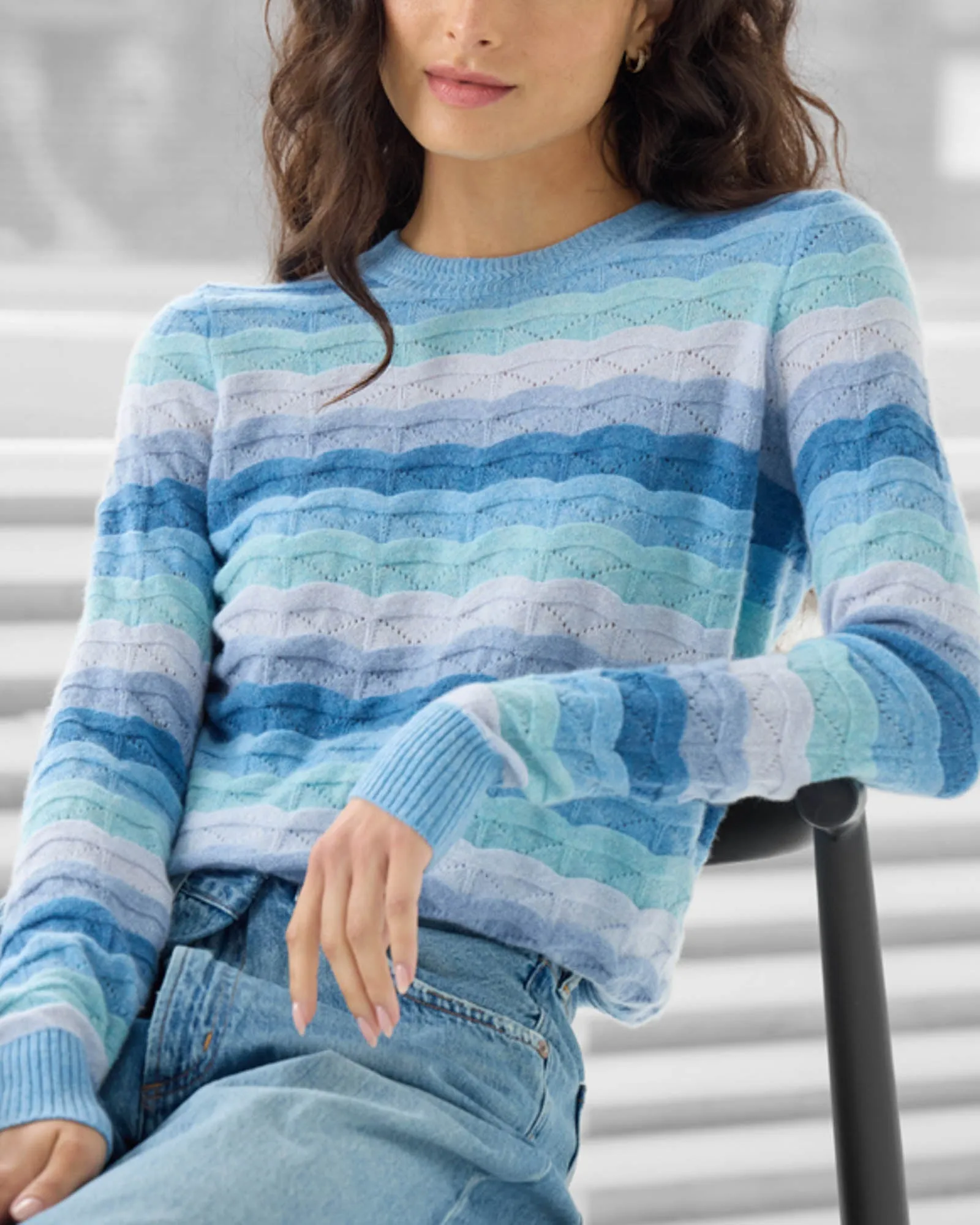 Wavy Stripe Crewneck sold by TNT Fashion