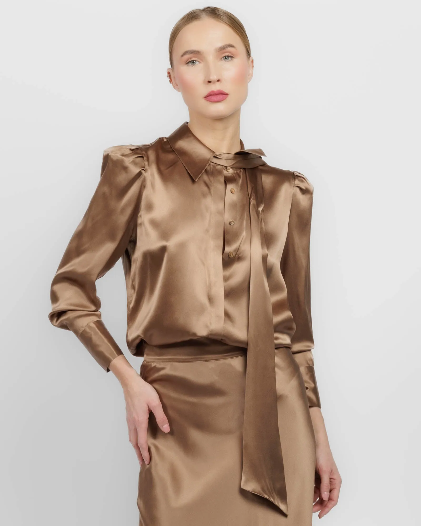 Honey Neck Tie Blouse sold by TNT Fashion product image thumbnail 4