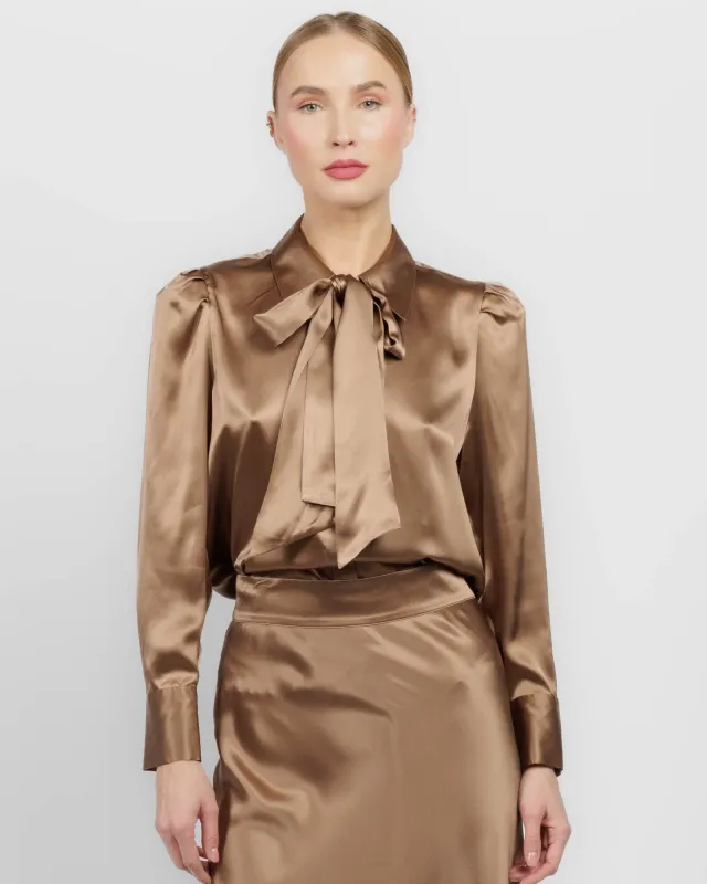 Honey Neck Tie Blouse sold by TNT Fashion