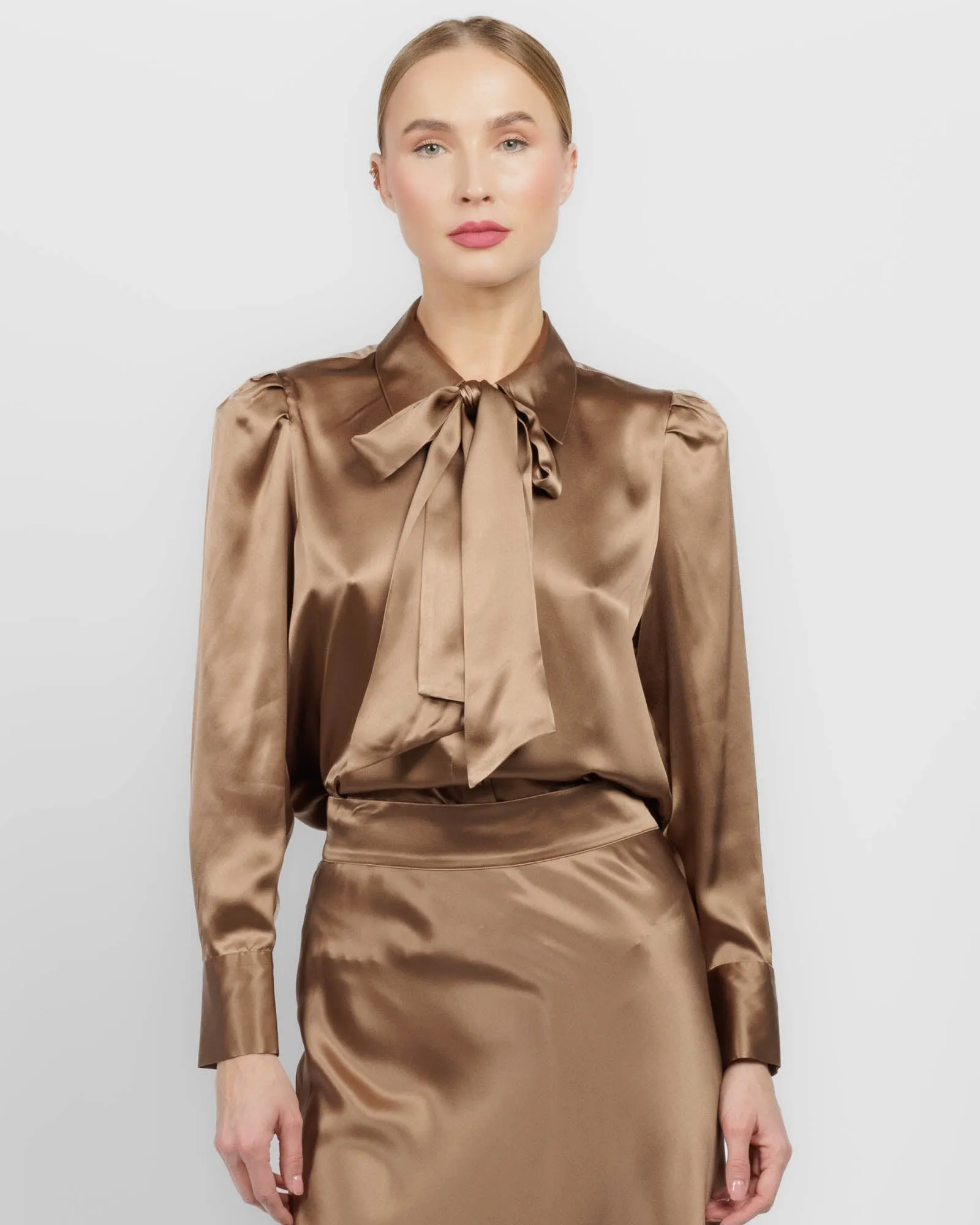 Honey Neck Tie Blouse sold by TNT Fashion