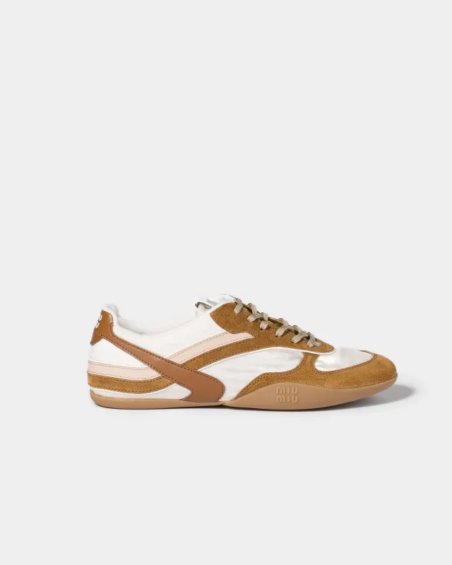 Gymnasium Technical Fabric and Suede Sneakers made by Miu Miu