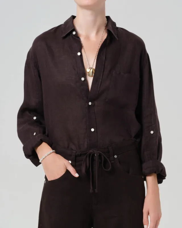 Kayla Shrunken Linen Shirt sold by TNT Fashion