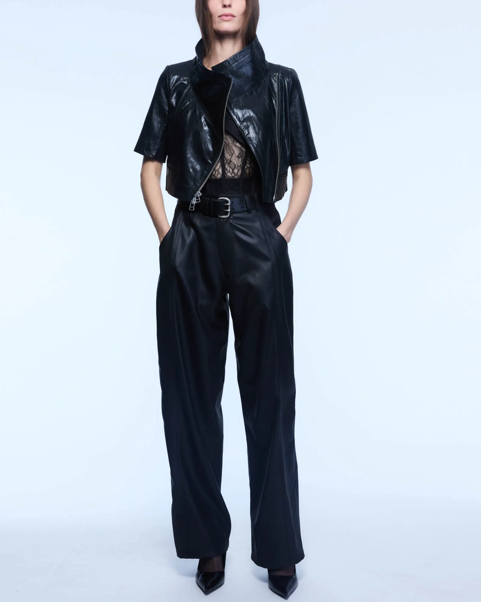 Crop Leather Jacket sold by TNT Fashion product image thumbnail 2