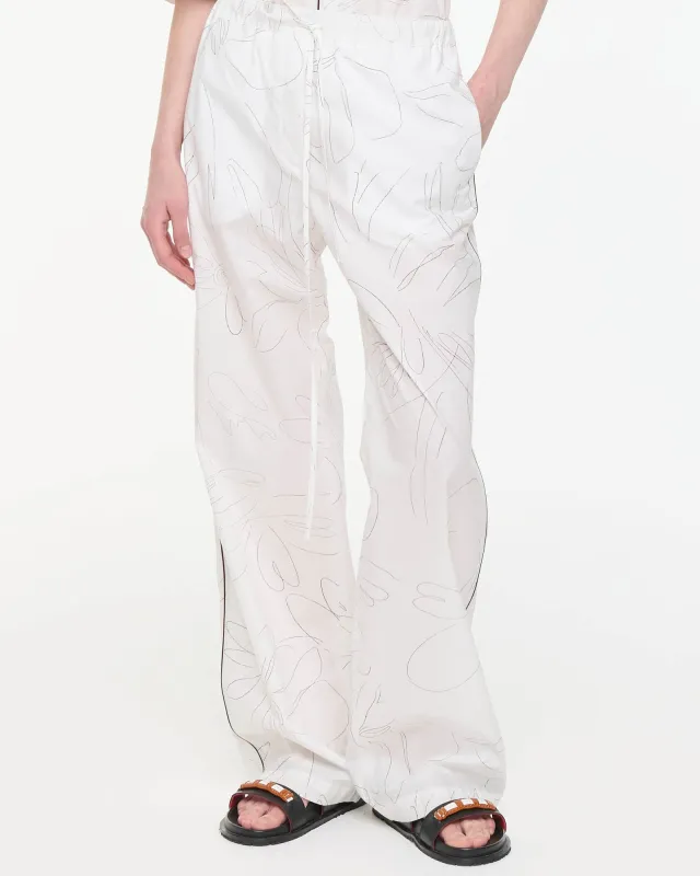 White Floral Cotton Pants made by Plan C