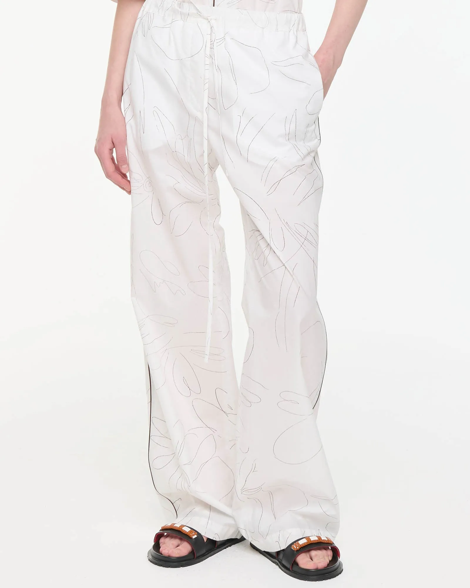 White Floral Cotton Pants sold by TNT Fashion