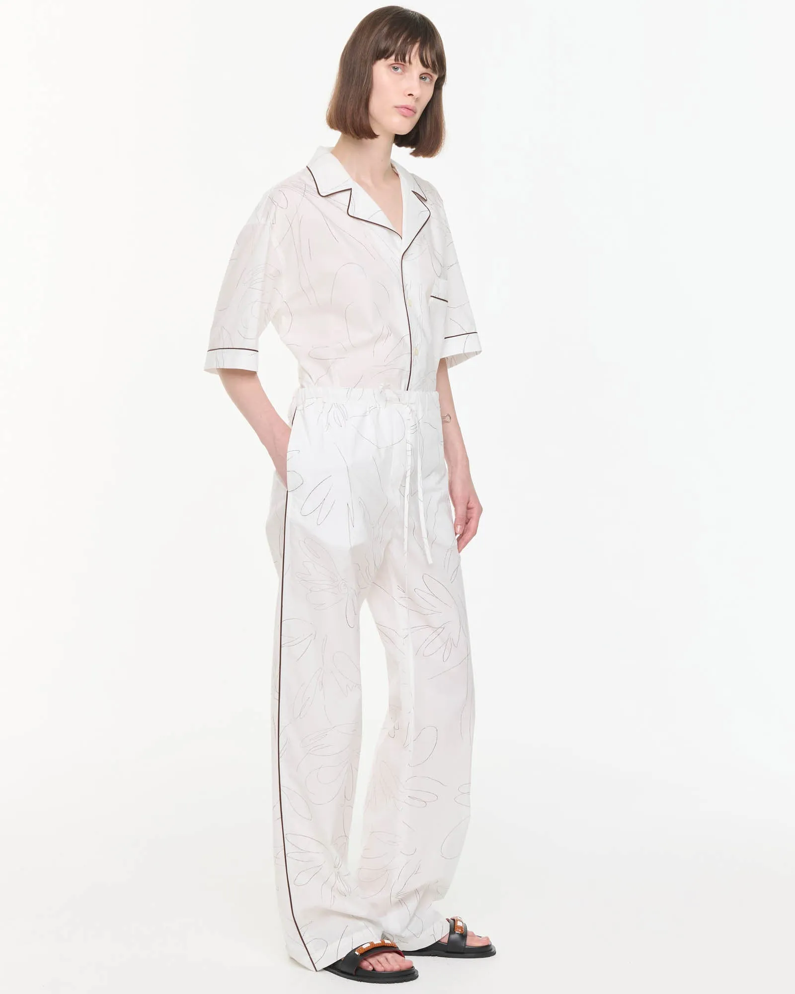 White Floral Cotton Pants sold by TNT Fashion product image thumbnail 2