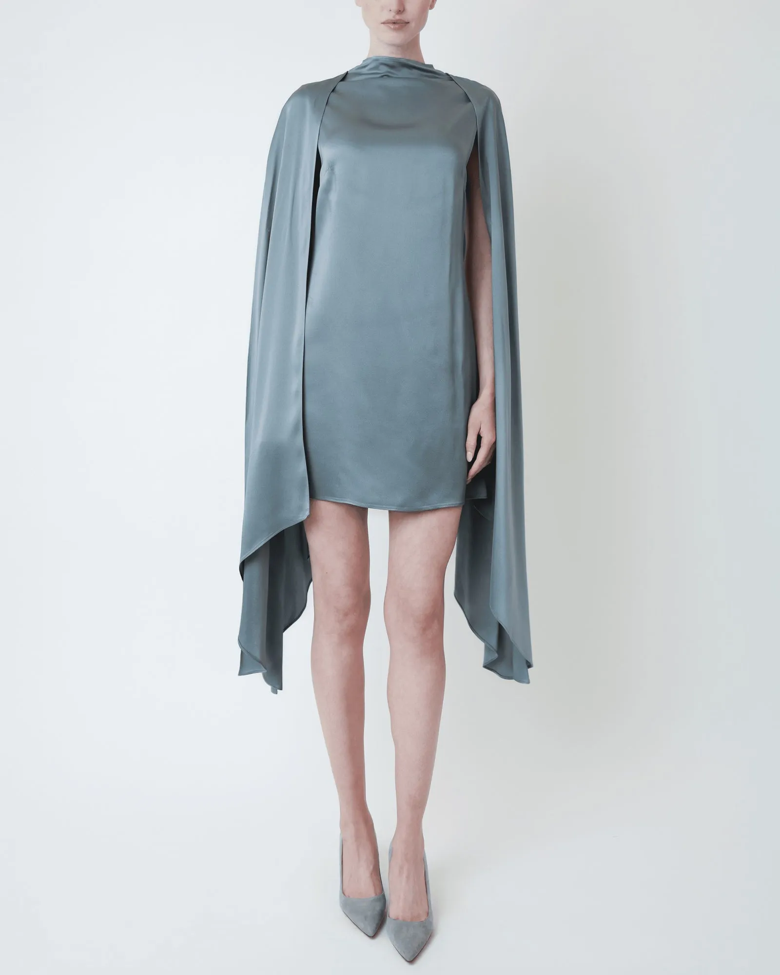 Satin Cape Sleeve Mini Dress sold by TNT Fashion