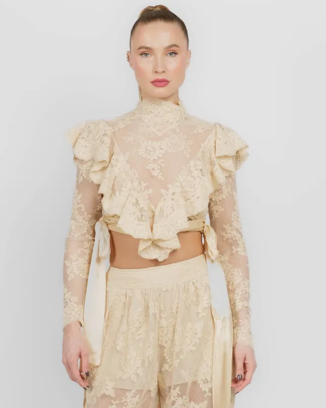 Luna Lace Long Sleeve Top made by Zimmermann