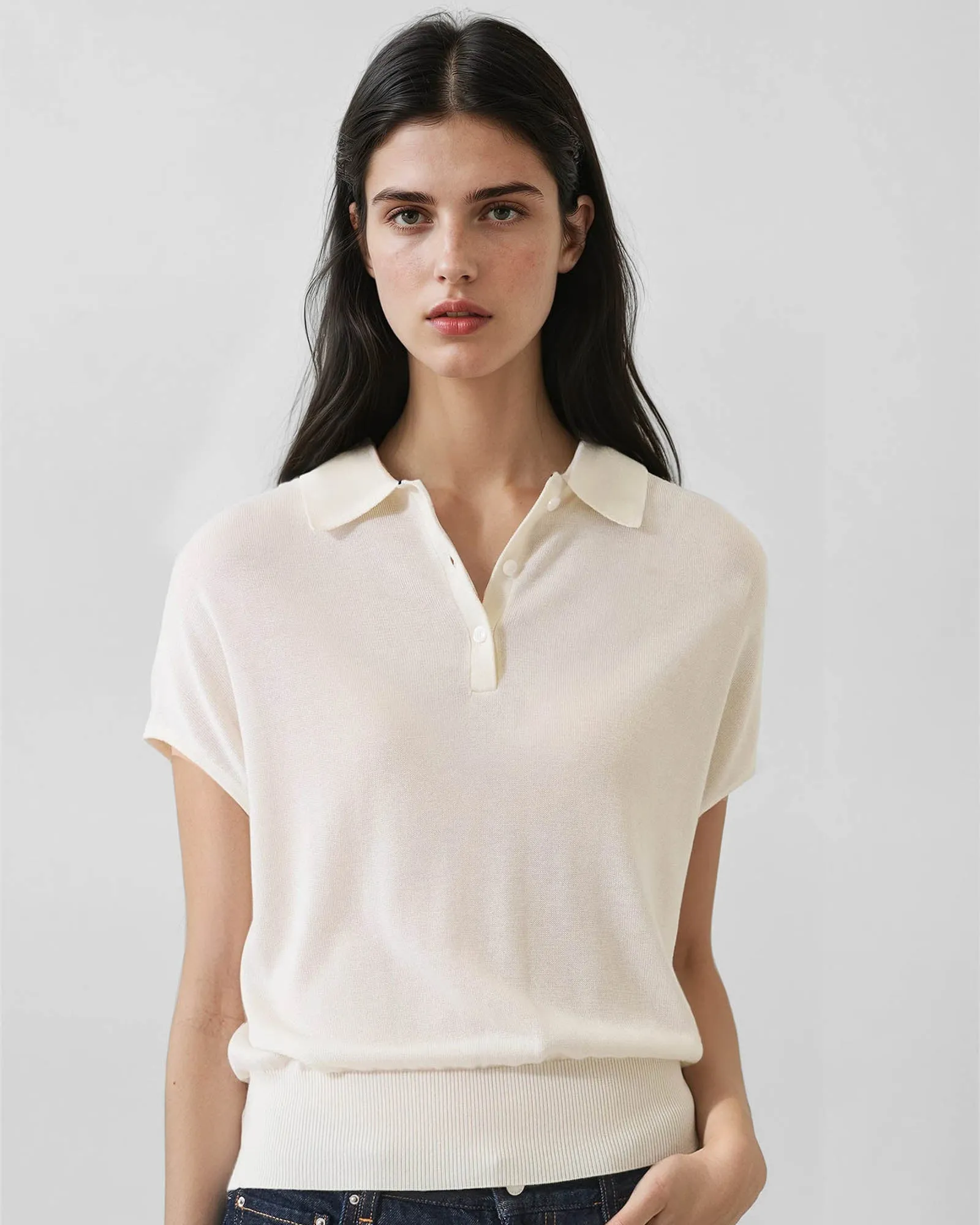Lyocell Cashmere Blend Short Sleeve Polo sold by TNT Fashion product image thumbnail 2