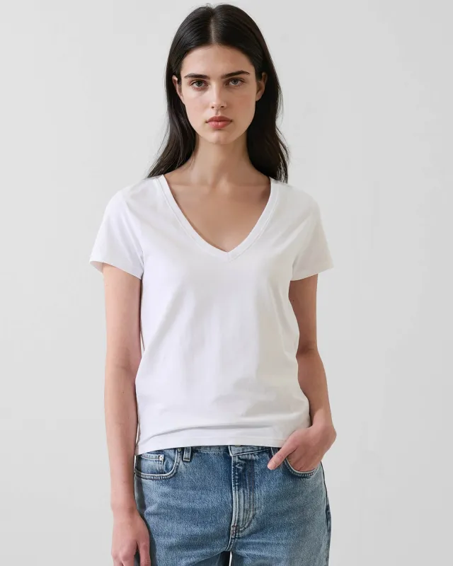 Pima Cotton Stretch Slim V-Neck T-Shirt sold by TNT Fashion