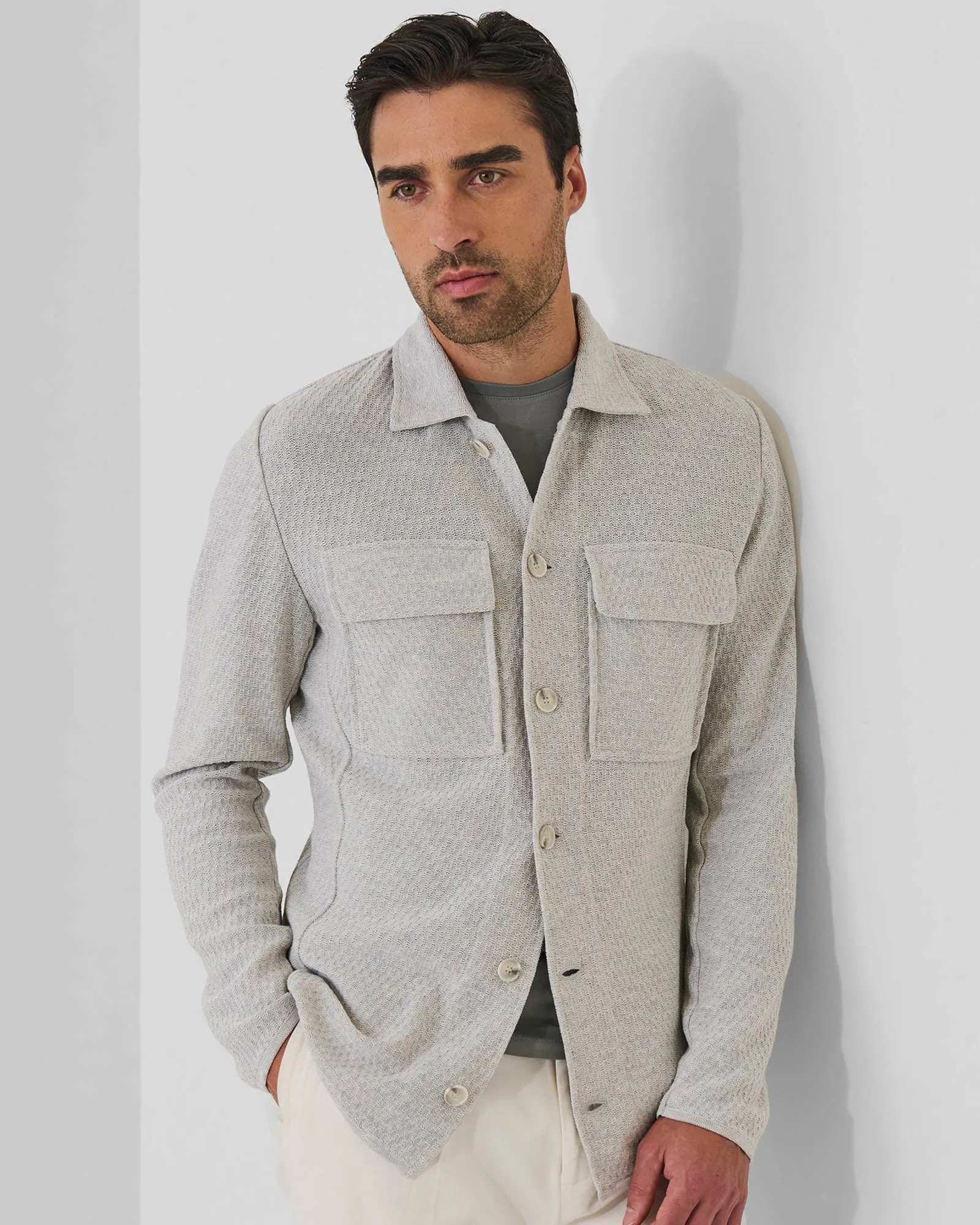 Cotton Textured Knit Shirt Jacket sold by TNT Fashion product image thumbnail 2