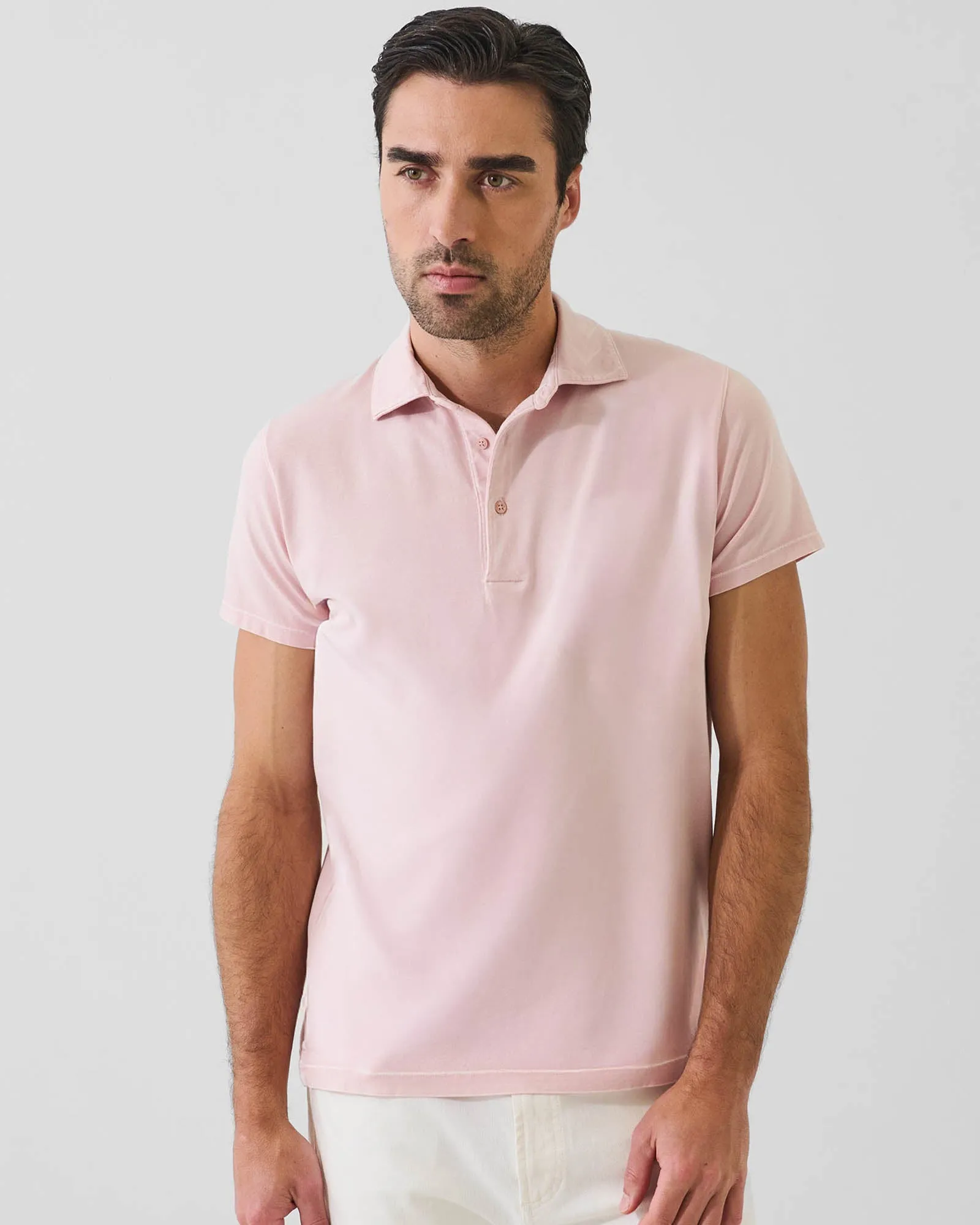 Pima Cotton Stretch Vintage Wash Short Sleeve Polo sold by TNT Fashion