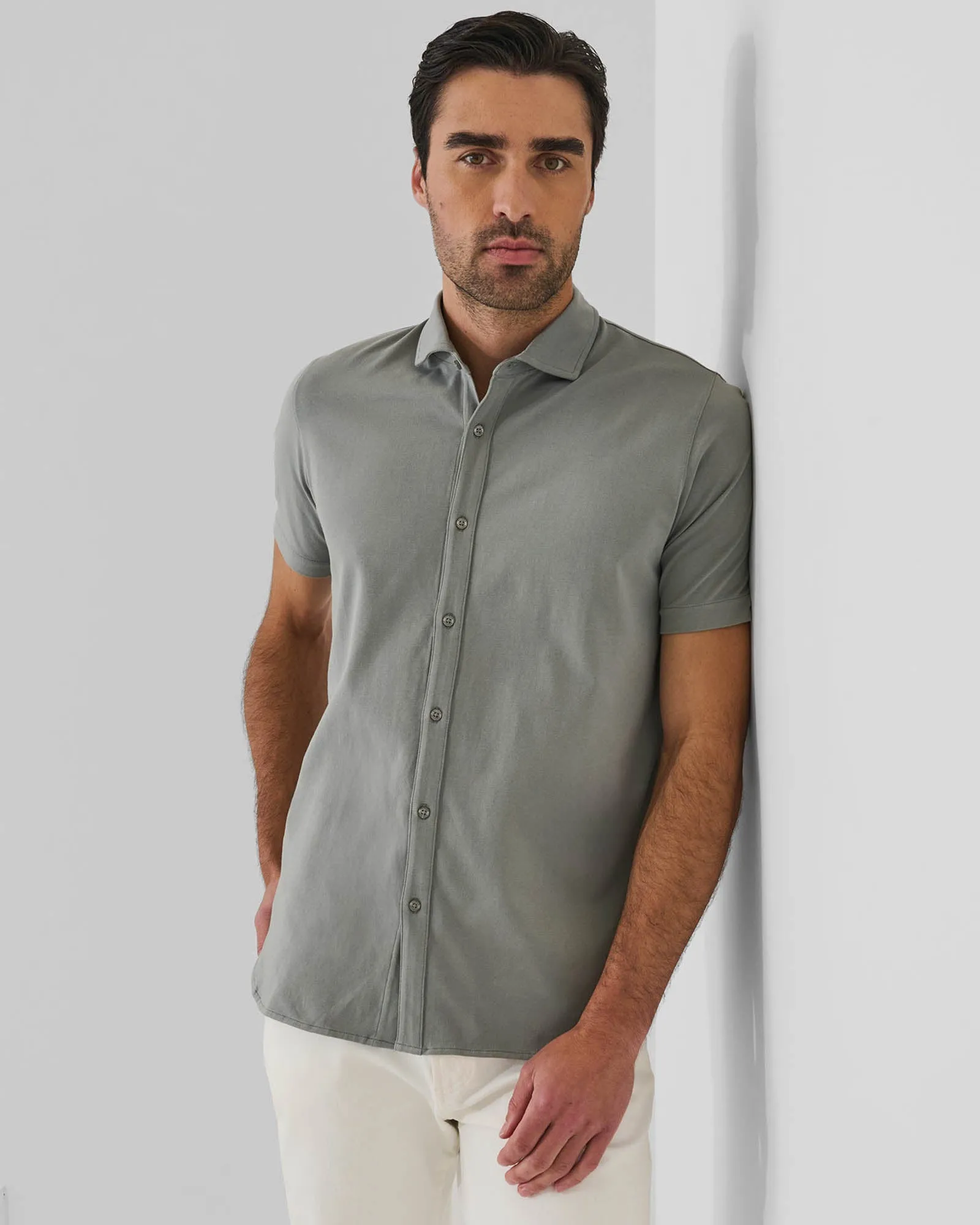 Pima Cotton Stretch Button Front Shirt sold by TNT Fashion