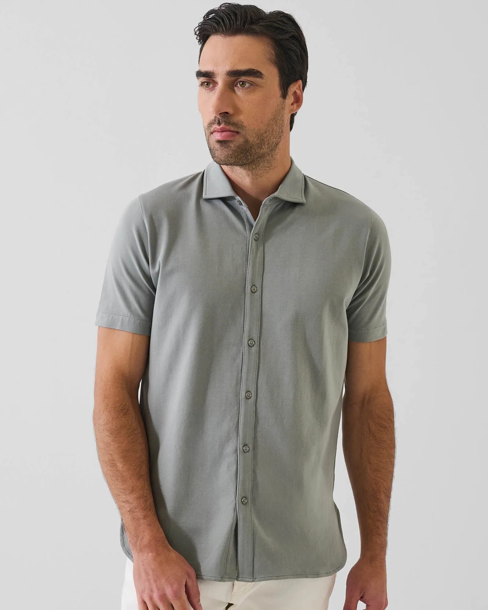 Pima Cotton Stretch Button Front Shirt sold by TNT Fashion product image thumbnail 2