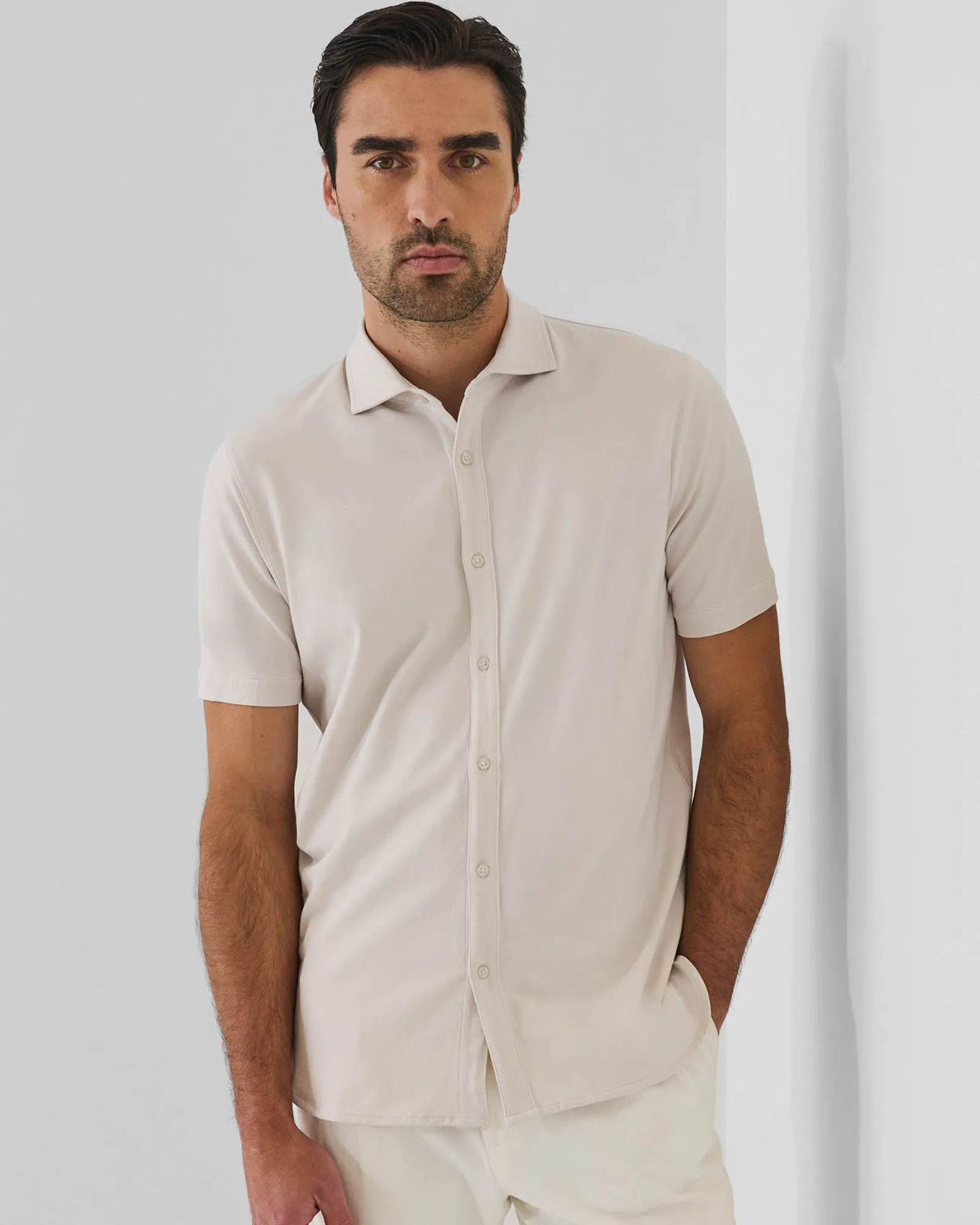 Pima Cotton Stretch Button Front Shirt sold by TNT Fashion product image thumbnail 2