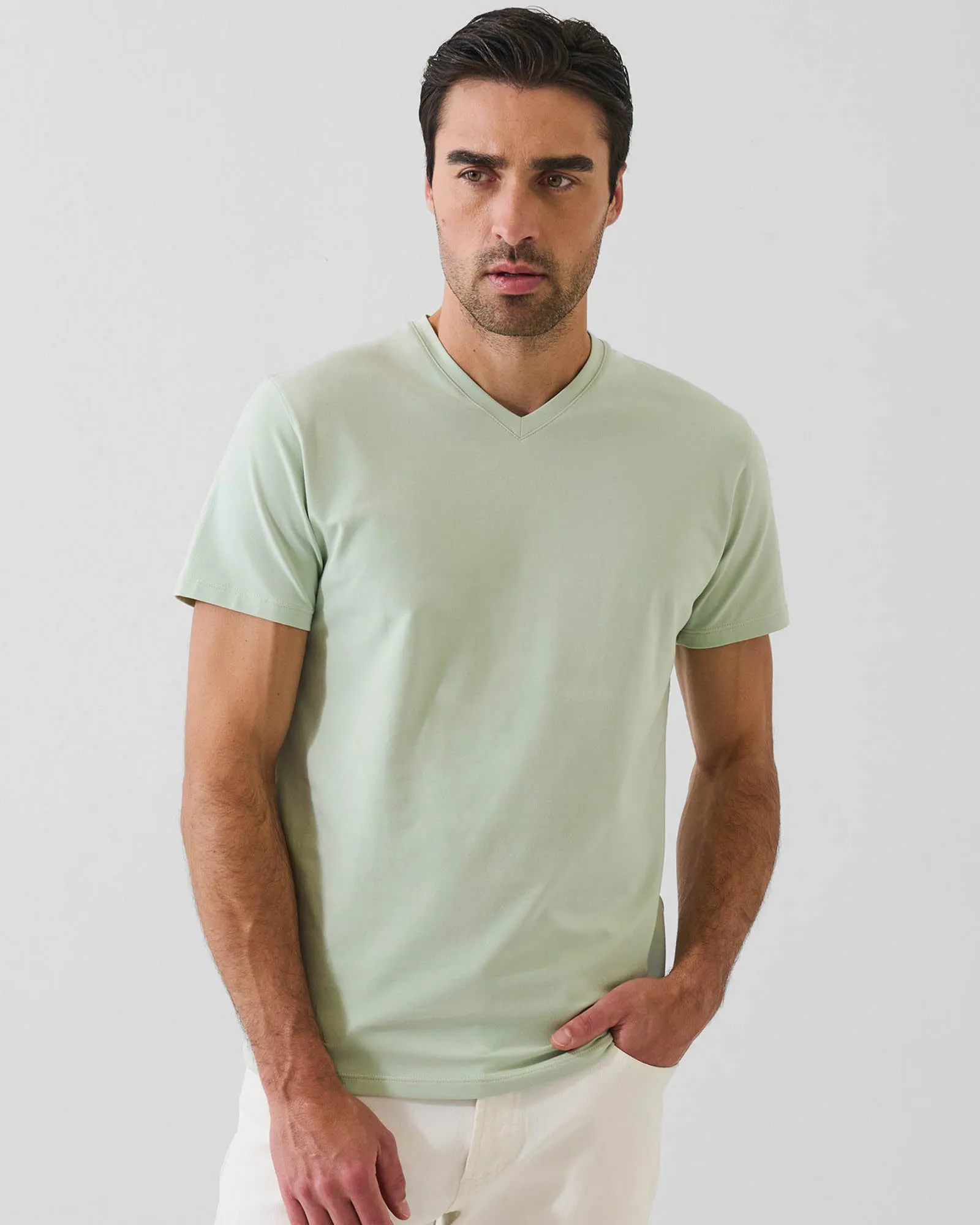 Pima Cotton Stretch V-Neck T-Shirt sold by TNT Fashion product image thumbnail 2