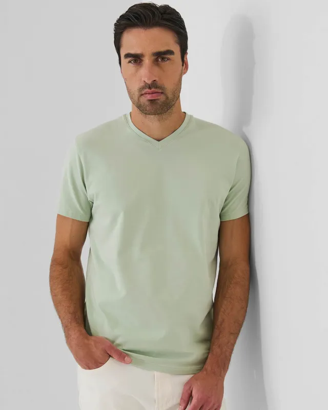 Pima Cotton Stretch V-Neck T-Shirt sold by TNT Fashion