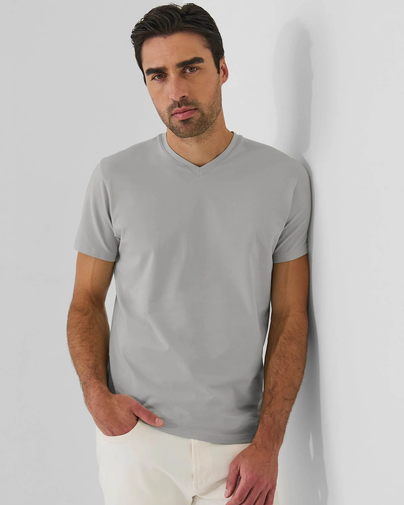 Pima Cotton Stretch V-Neck T-Shirt sold by TNT Fashion product image thumbnail 2