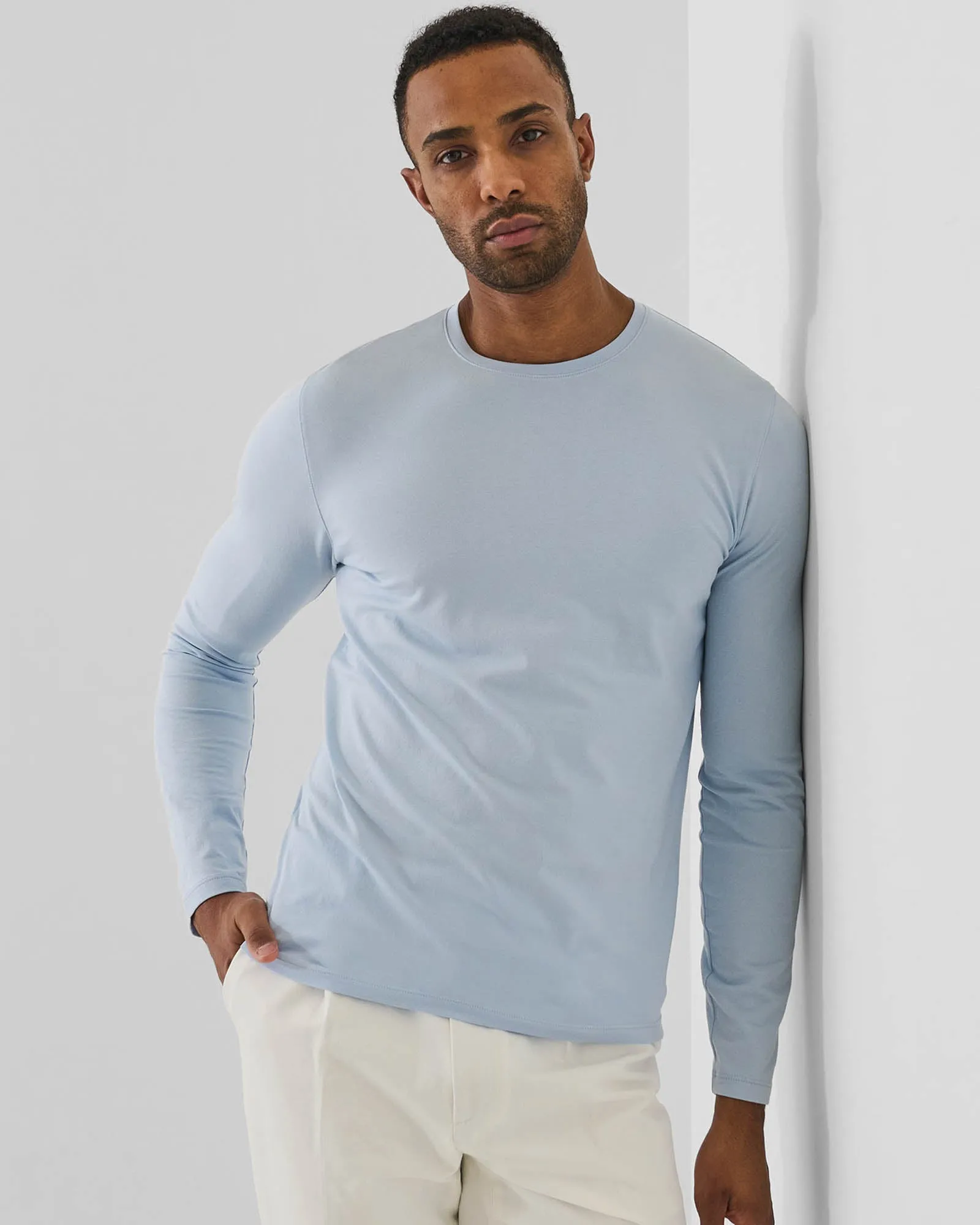 Pima Cotton Stretch Long Sleeve T-Shirt sold by TNT Fashion
