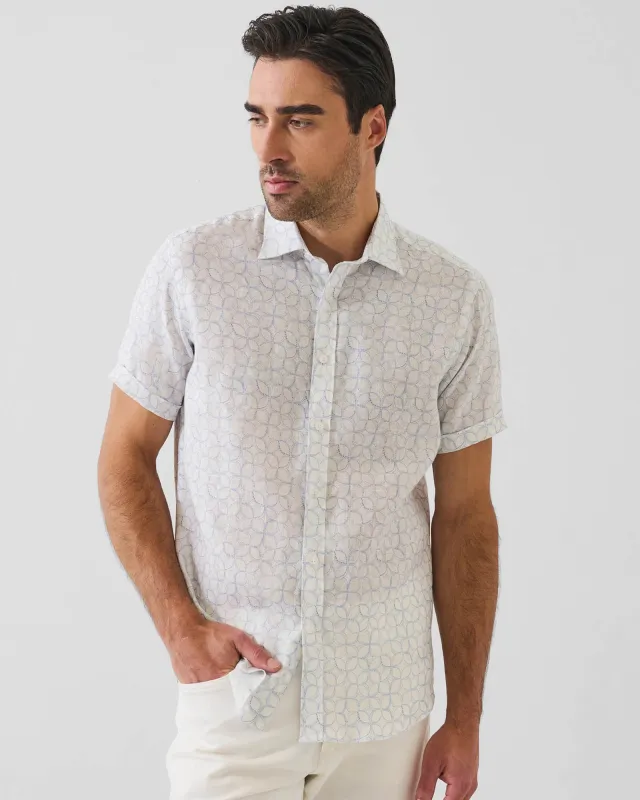Geometric Print Linen Shirt made by Patrick Assaraf