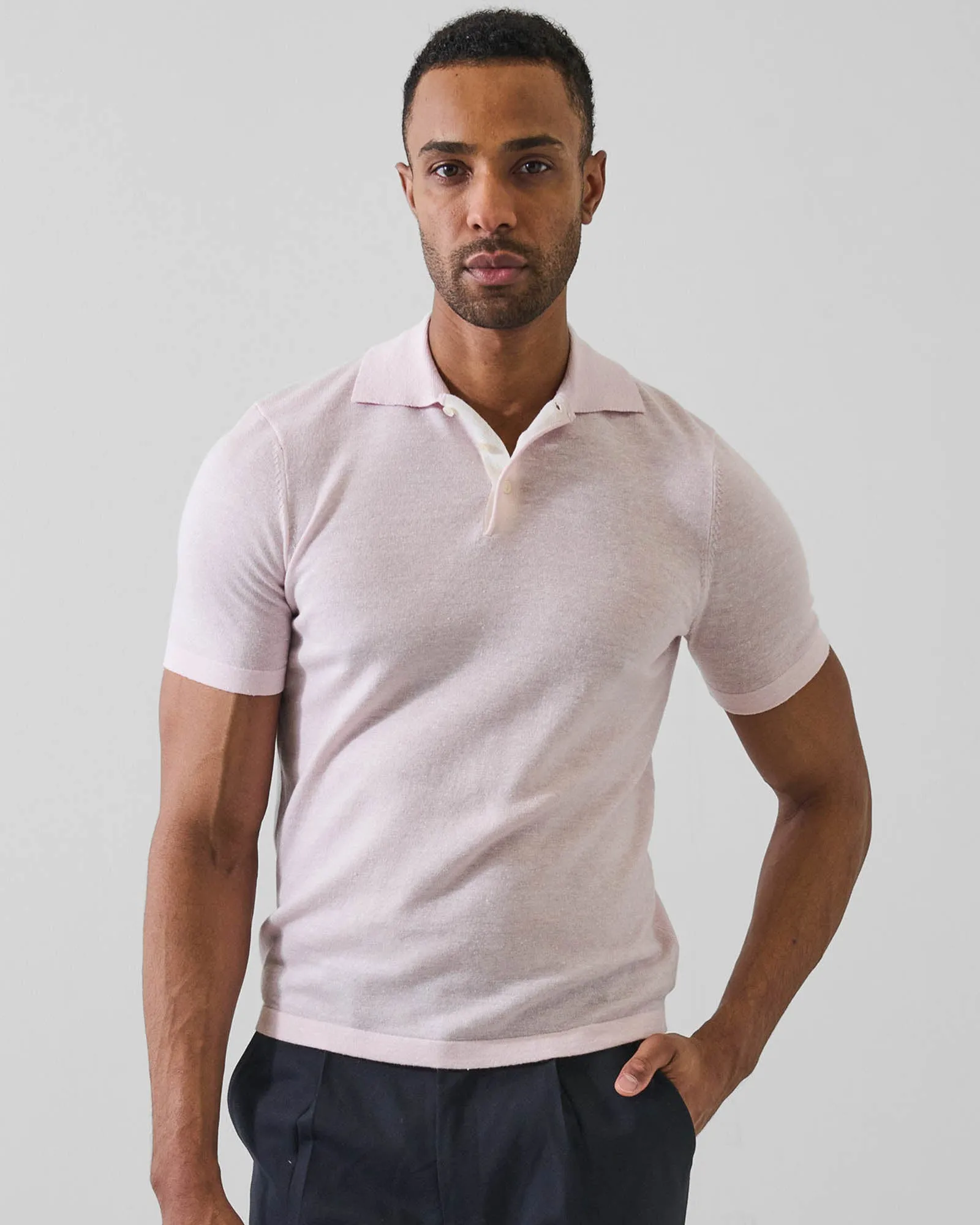 Merino Linen Contrast Placket Polo sold by TNT Fashion product image thumbnail 2