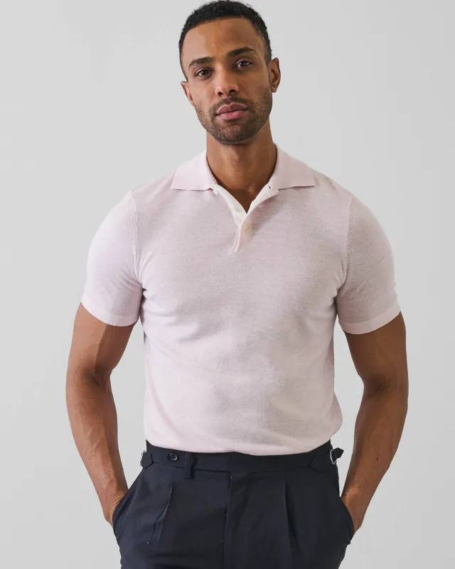 Merino Linen Contrast Placket Polo made by Patrick Assaraf