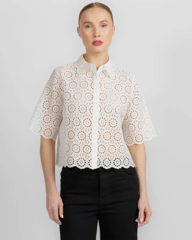 The Petal Eyelet Shirt made by Frame Denim