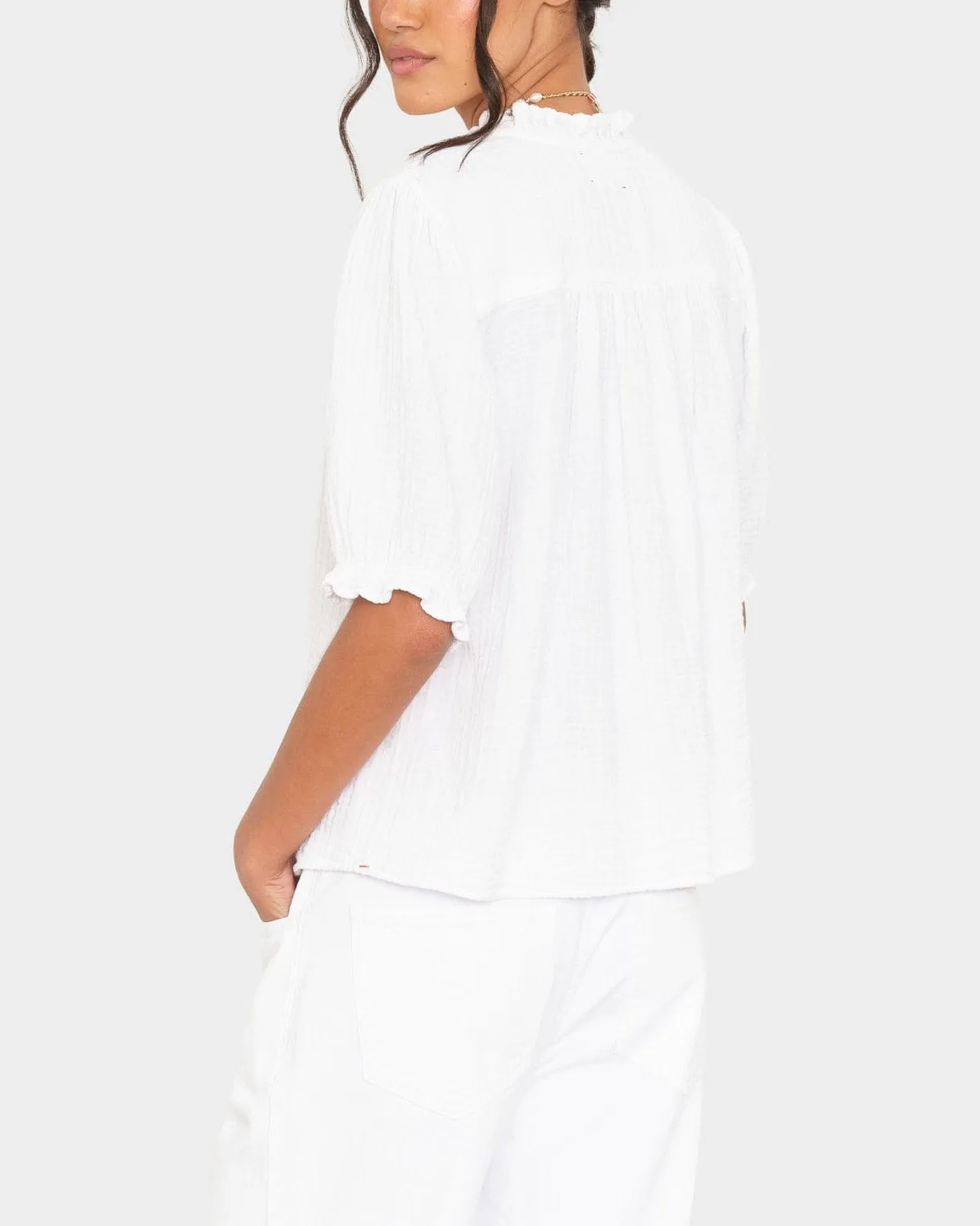 White Jenna Gauze Shirt sold by TNT Fashion product image thumbnail 2
