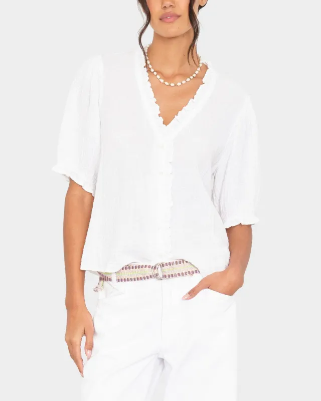 White Jenna Gauze Shirt made by XiRENA