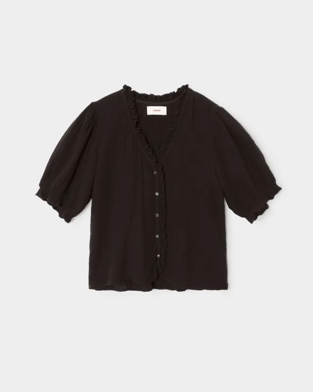 Black Jenna Gauze Shirt made by XiRENA