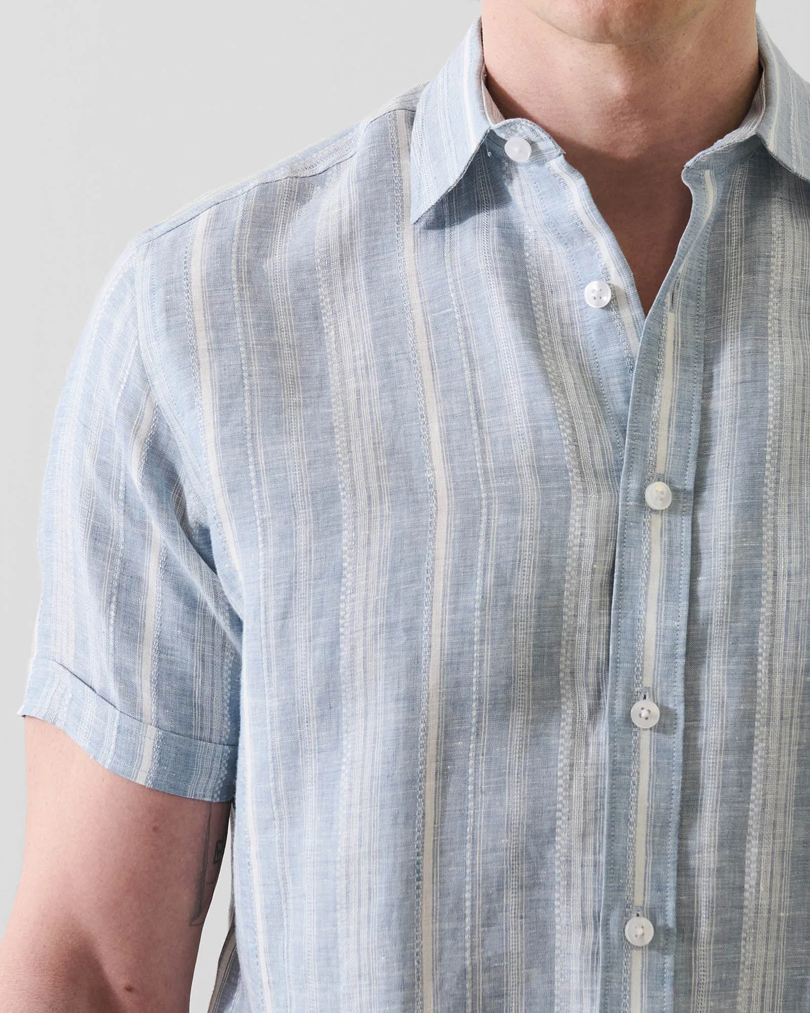 Jacquard Stripe Linen Shirt sold by TNT Fashion product image thumbnail 3