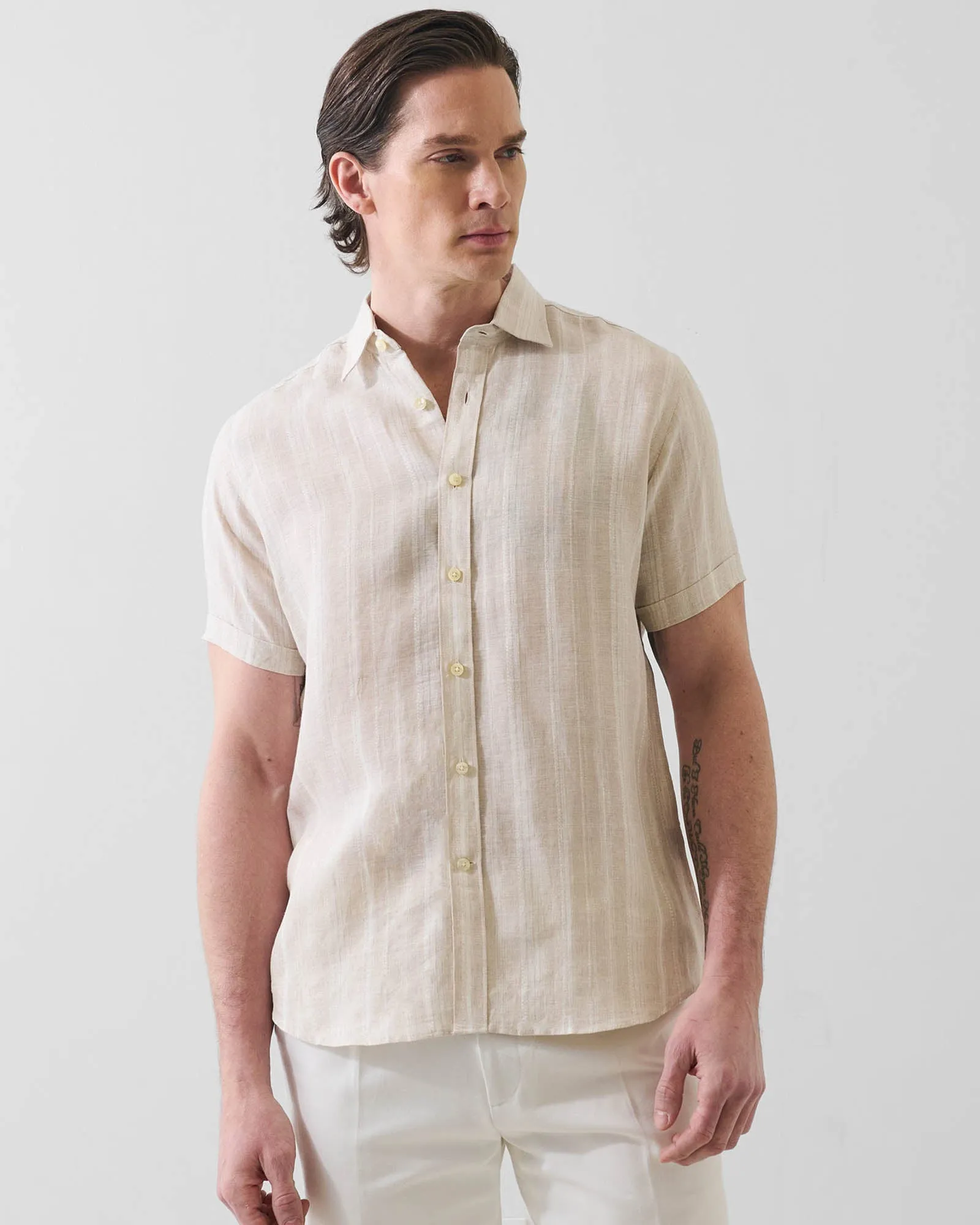 Jacquard Stripe Linen Shirt sold by TNT Fashion product image thumbnail 2