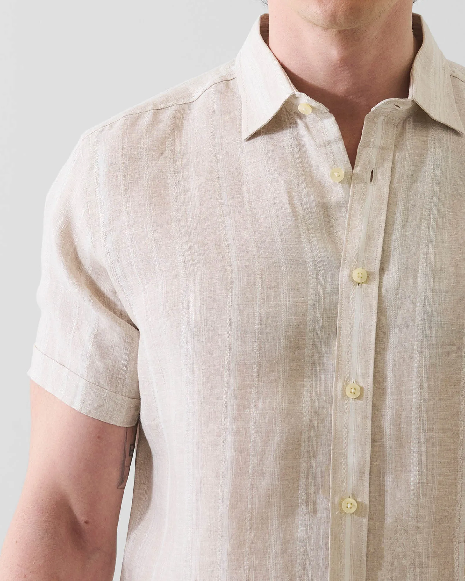 Jacquard Stripe Linen Shirt sold by TNT Fashion product image thumbnail 3