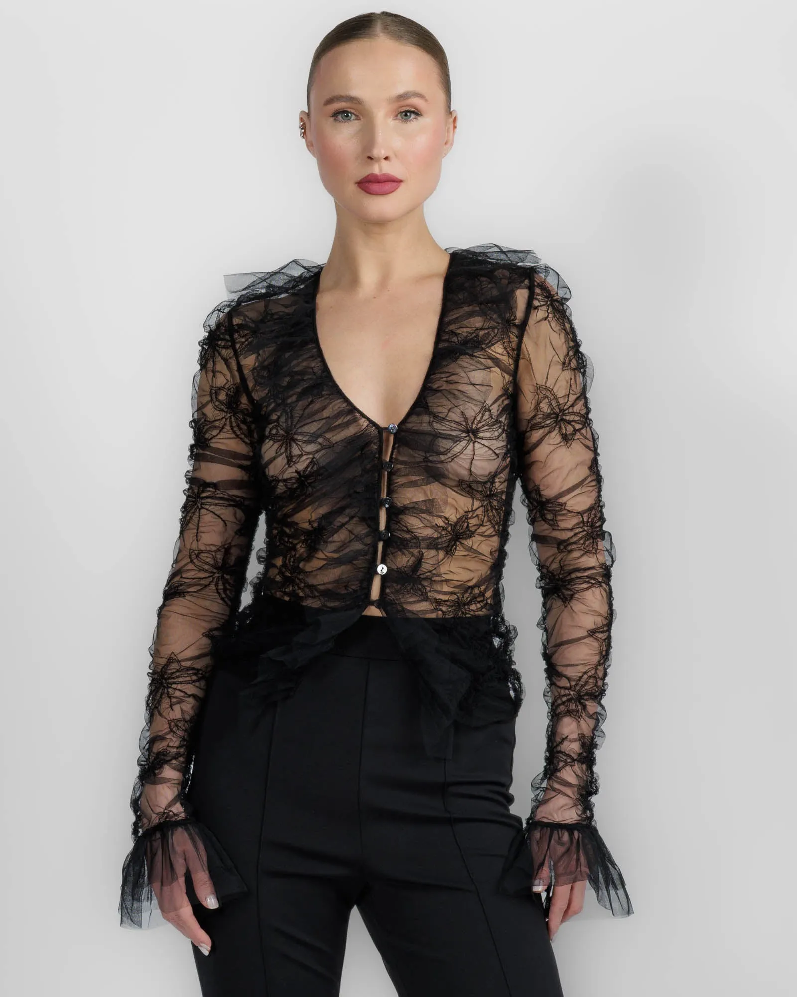 Embroidered Net Top sold by TNT Fashion