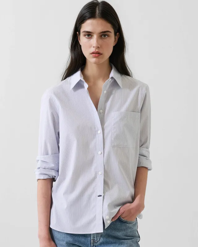 Cotton Stripe Boyfriend Pocket Shirt made by Patrick Assaraf