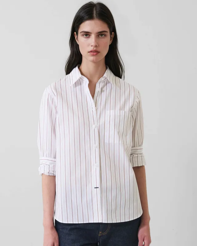 Cotton Stripe Boyfriend Pocket Shirt made by Patrick Assaraf